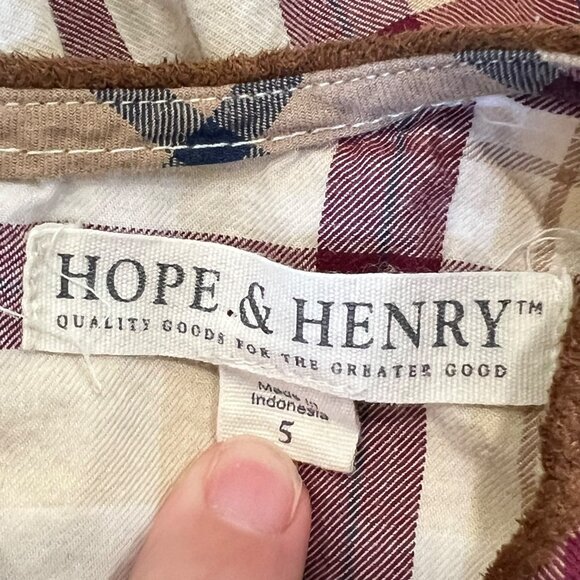 Hope & Henry 5T Brown Plaid Long Sleeve Organic Cotton Dress Equestrian Style - Picture 4 of 4